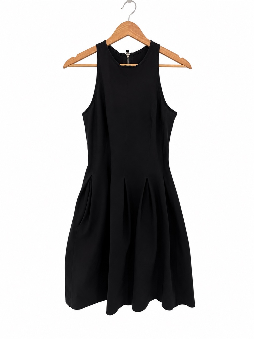 Lululemon Black Sleeveless Dress Pleated Skirt Back Zip Athletic Here to There 4